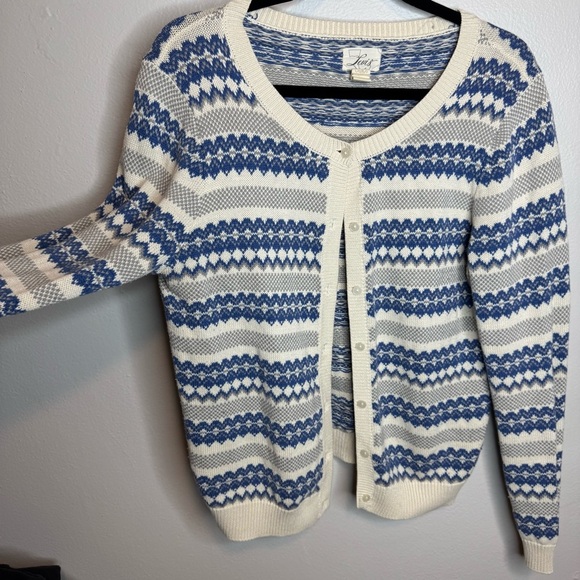 Vintage Levi’s Knit Button Front Cardigan Sweater Blue White Grandmacore - Picture 5 of 10
